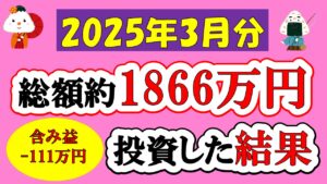 【新NISA】総額約1866万投資した結果(2025年3月/S&P500/eMAXIS Slim全世界株式/NASDAQ100)